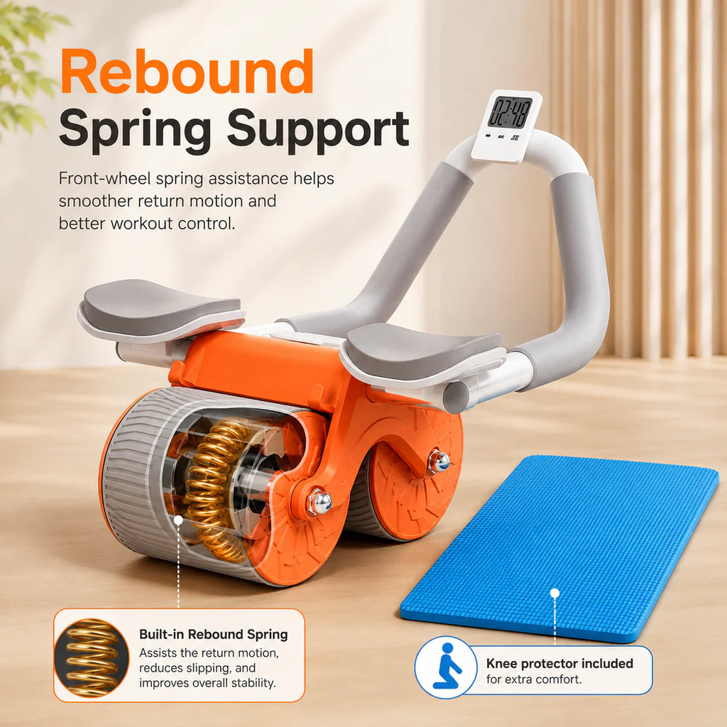 MoveFit™ Ab Roller Wheel | Heavy-Duty Oversized Dual-Wheel Core Trainer with Timer, Elbow Support, Knee Pad & Phone Holder