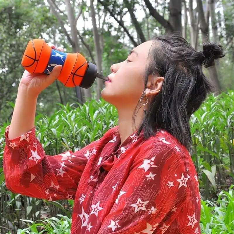 🏀 Basketball Shape Collapsible Water Bottle – Foldable Sports Bottle