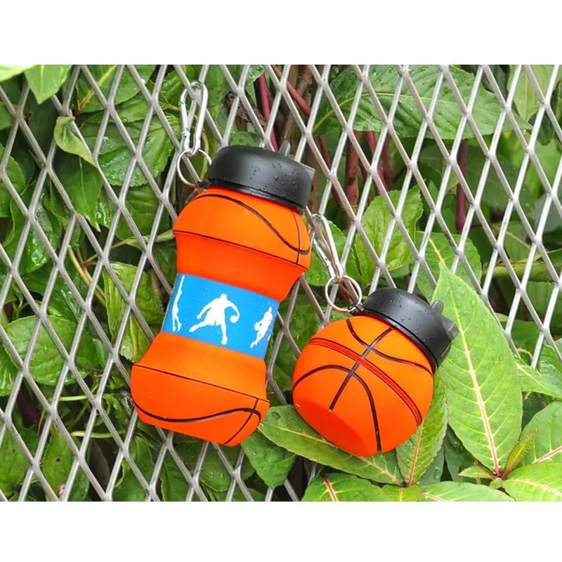 🏀 Basketball Shape Collapsible Water Bottle – Foldable Sports Bottle