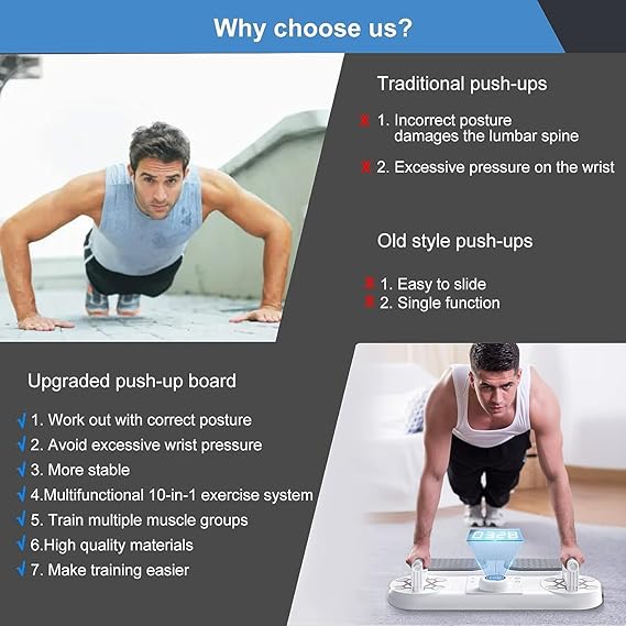 Move Fit 5-in-1 Multifunctional Push-Up Board & Plank Trainer with Resistance Bands