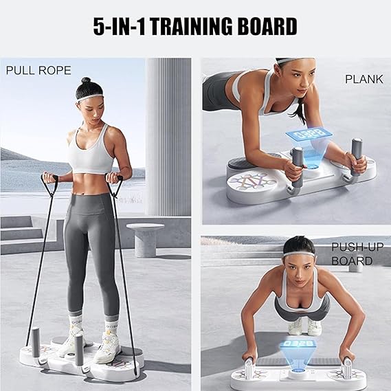 Move Fit 5-in-1 Multifunctional Push-Up Board & Plank Trainer with Resistance Bands