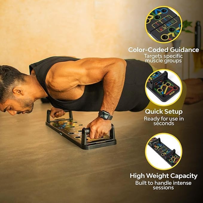 14-in-1 Elite Push-Up Board | Color-Coded Muscle Targeting System