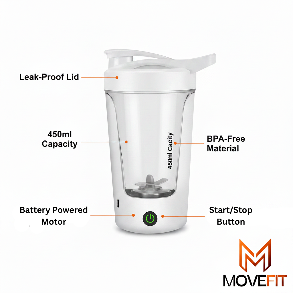 Mega Mixer™ Electric Protein Shaker Bottle – 450ml | Battery-Powered | Leak-Proof | BPA-Free
