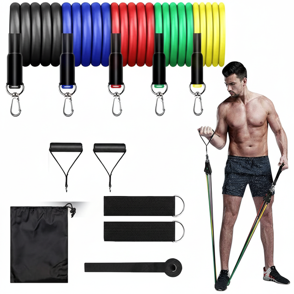 Premium resistance band set on clean white background