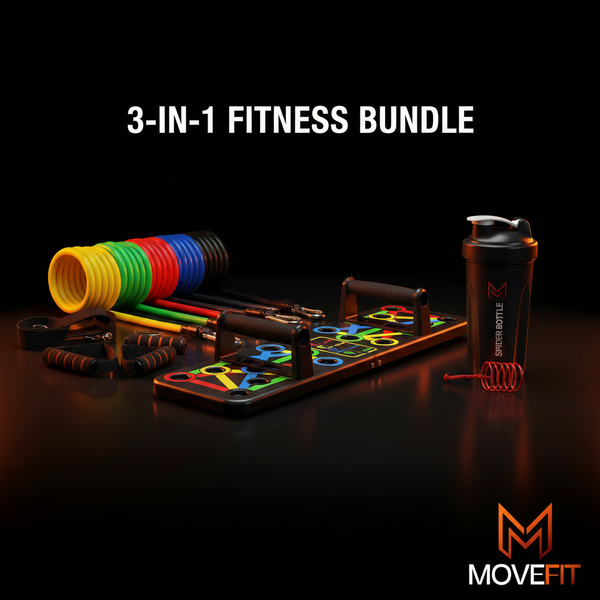 MoveFit Bundle - Push-Up Board, Resistance Bands, Shaker Bottle