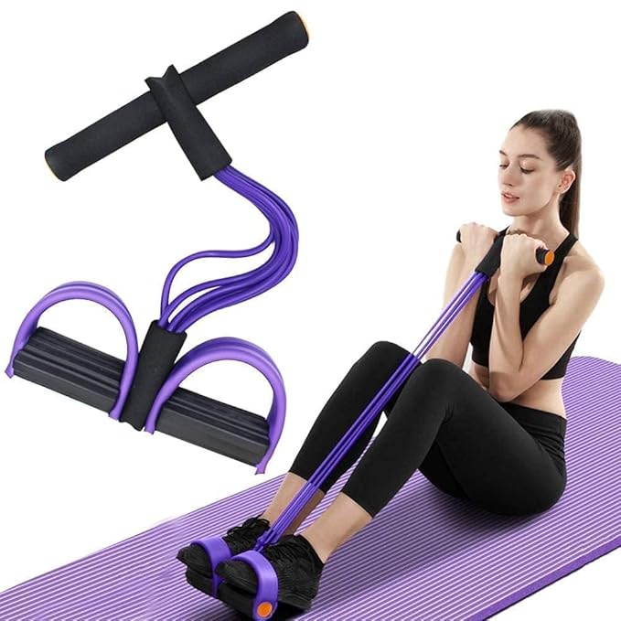 4-Tube Pull Reducer Training Bands | Natural Rubber | Full Body Toning | Multicolour