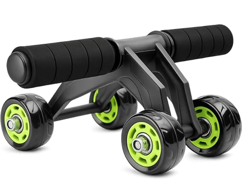 4-Wheel Ab Roller with Knee Mat | Ultra-Stable Core Trainer | Home Gym