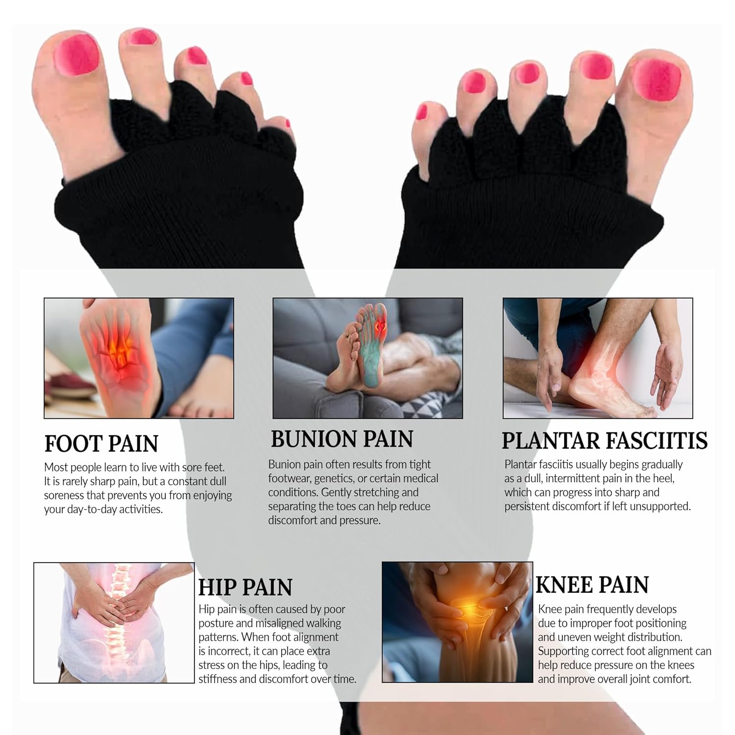 Foot Alignment & Toe Separator Socks