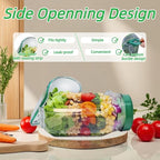 Mason Jar Salad Container with Side-Opening Lid & Dressing Compartment | 1000ml Leakproof Meal Prep Jar