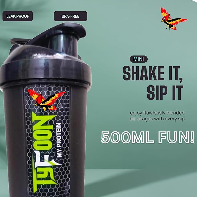 Typhoon Gym Shaker Bottle | Leak-Proof | BPA-Free | 500ml & 700ml | Black