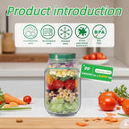 Mason Jar Salad Container with Side-Opening Lid & Dressing Compartment | 1000ml Leakproof Meal Prep Jar