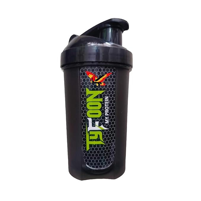 Typhoon Gym Shaker Bottle | Leak-Proof | BPA-Free | 500ml & 700ml | Black