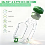 Mason Jar Salad Container with Side-Opening Lid & Dressing Compartment | 1000ml Leakproof Meal Prep Jar