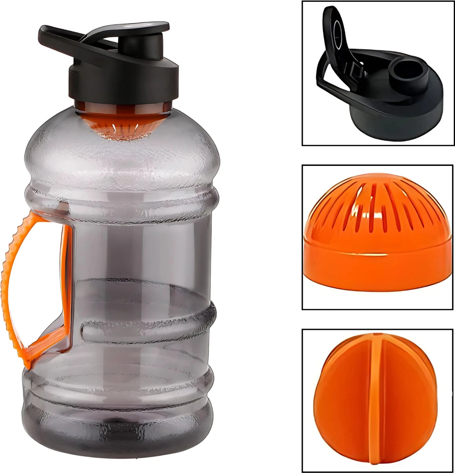 Beast Sports Water Bottle | 1.5L | BPA-Free | Mixer Ball & Strainer | Freezer Safe | Black