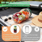 Mason Jar Salad Container with Side-Opening Lid & Dressing Compartment | 1000ml Leakproof Meal Prep Jar