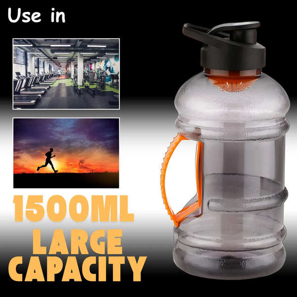 Beast Sports Water Bottle | 1.5L | BPA-Free | Mixer Ball & Strainer | Freezer Safe | Black