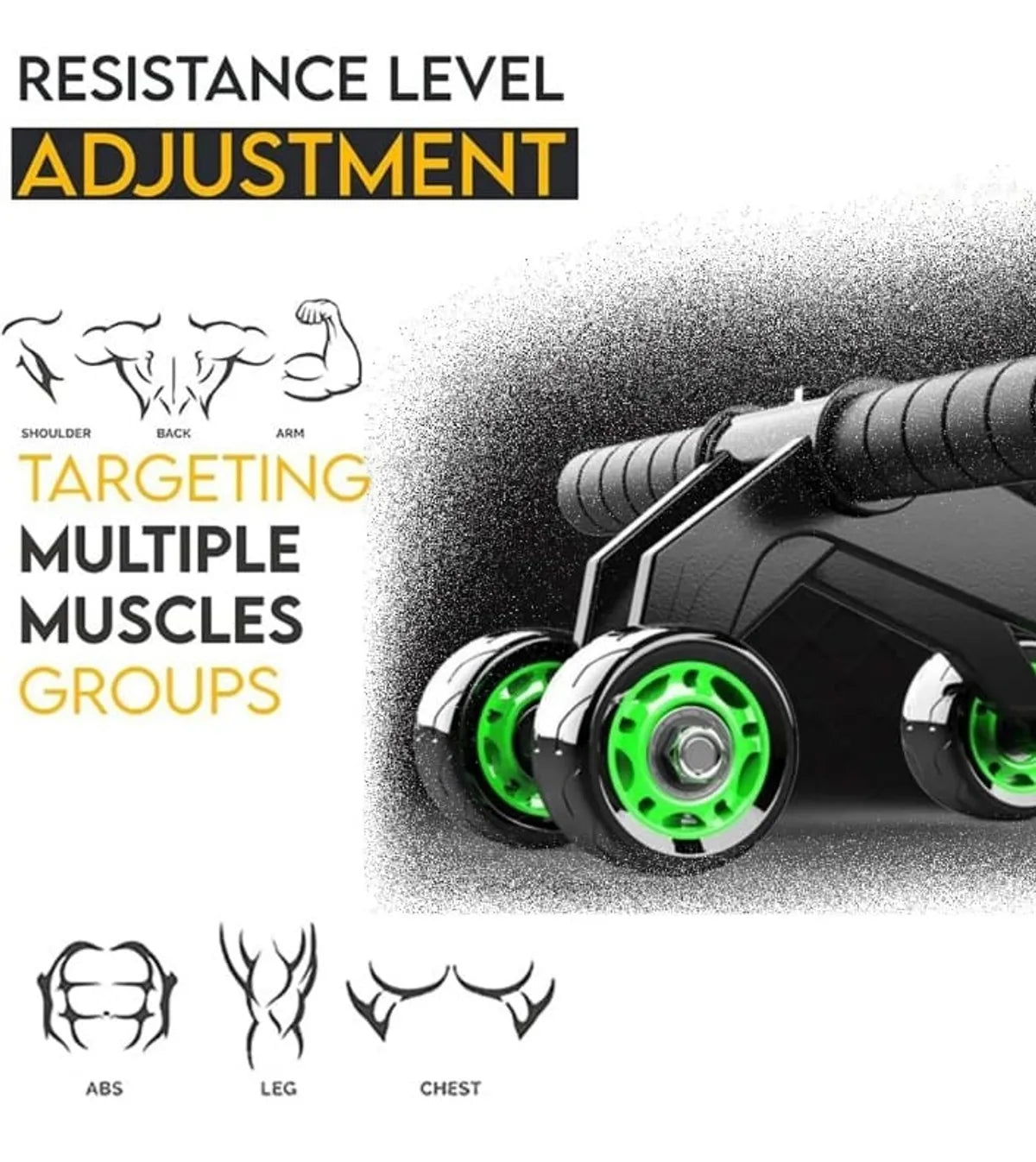 4-Wheel Ab Roller with Knee Mat | Ultra-Stable Core Trainer | Home Gym