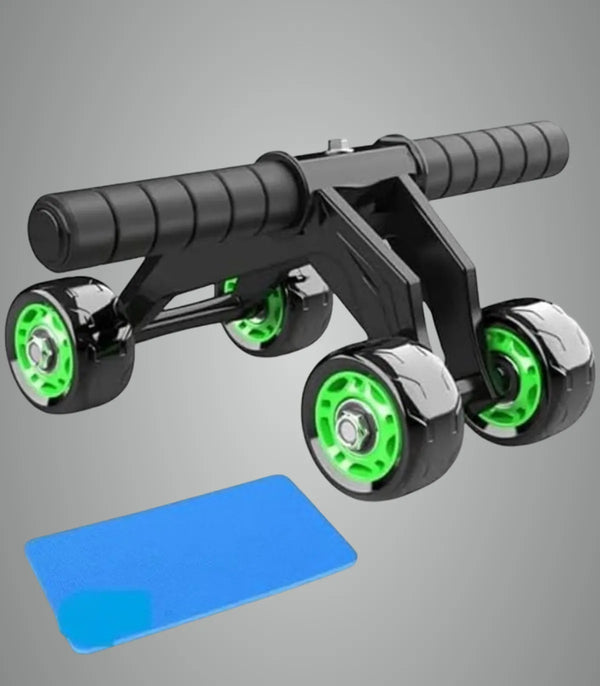 4-Wheel Ab Roller with Knee Mat | Ultra-Stable Core Trainer | Home Gym