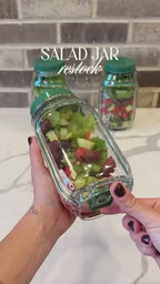 Mason Jar Salad Container with Side-Opening Lid & Dressing Compartment | 1000ml Leakproof Meal Prep Jar