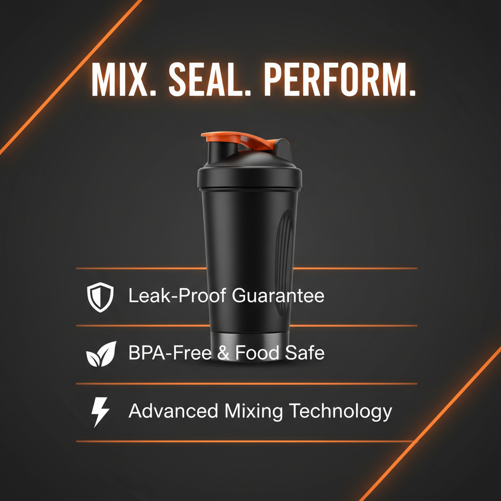 Typhoon Gym Shaker Bottle | Leak-Proof | BPA-Free | 500ml & 700ml | Black